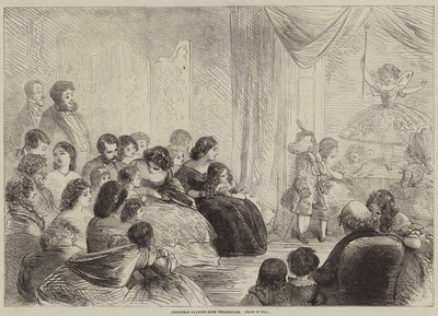 Teatrales de salón navideño de Hablot Knight Browne